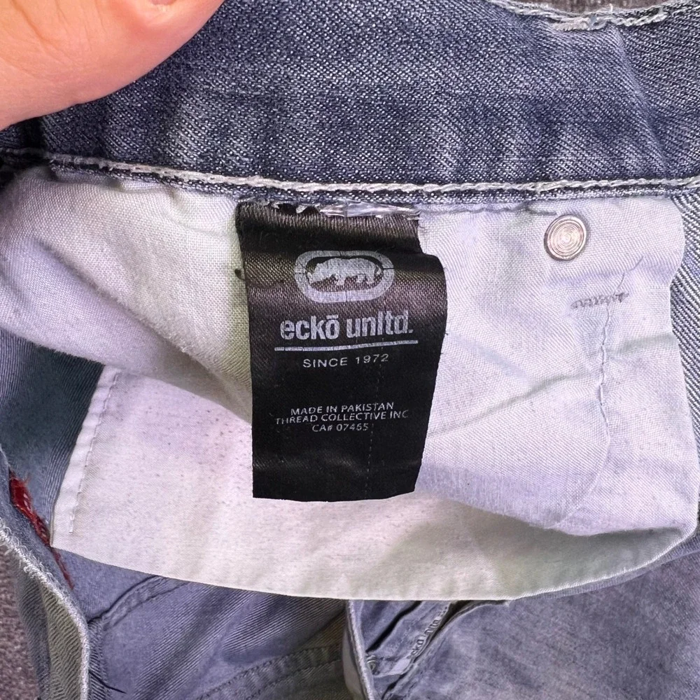 Ecko Unltd Jeans‎ Mens 34 Light Wash Athletic Streetwear Rhino Logo Hip Hop Y2K